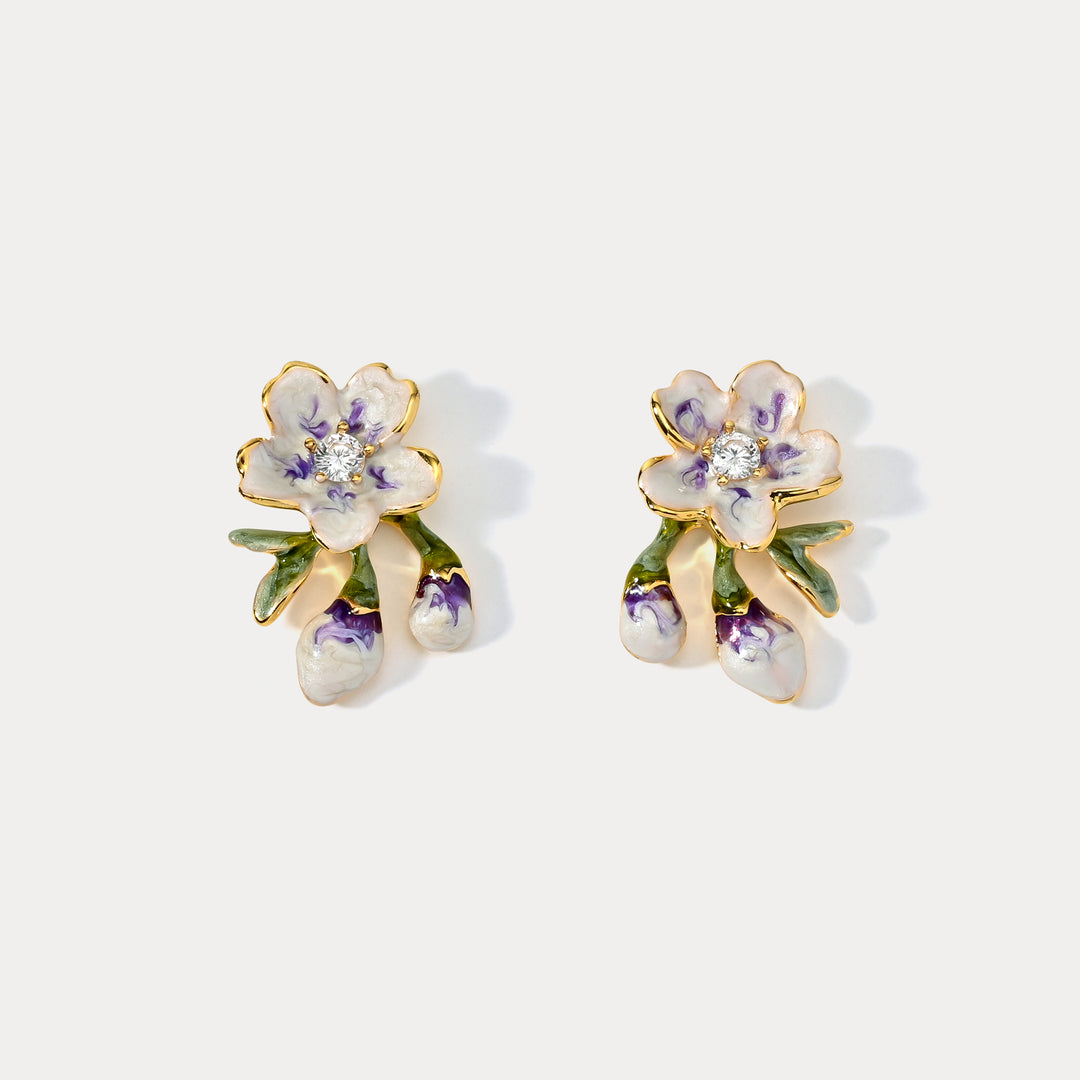 Oil Painting Flower Earrings