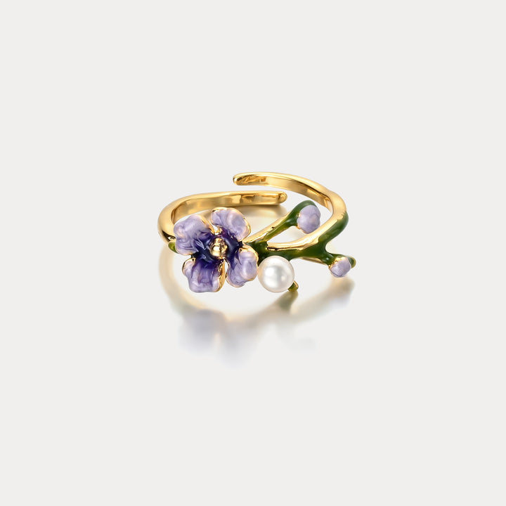 Oil Painting Flower Ring