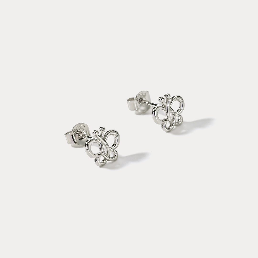 Silver Butterfly Stud Earrings