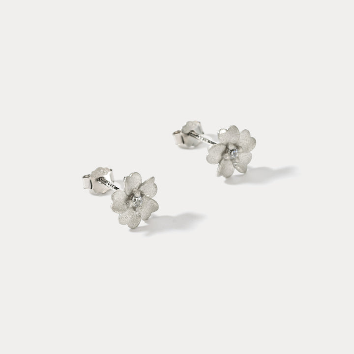 Silver Flower Stud Earrings