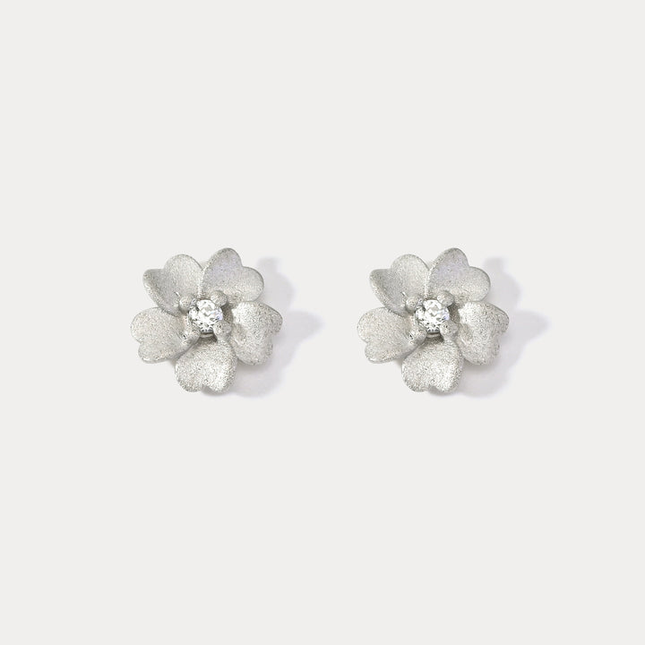 Silver Flower Stud Earrings