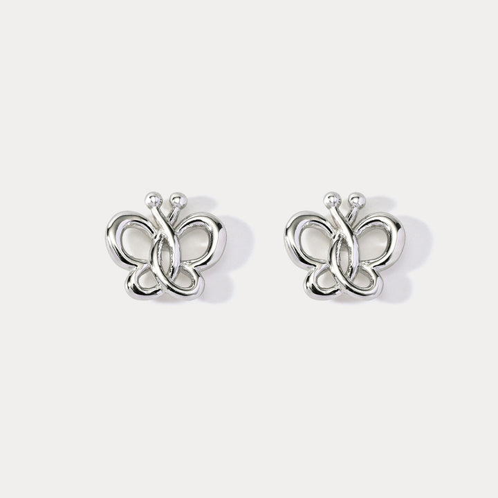 Silver Butterfly Stud Earrings