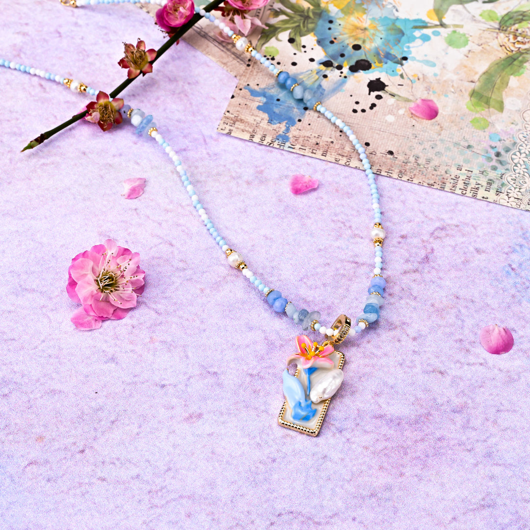 Oil Painting Flower Necklace