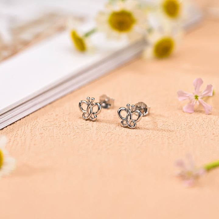 Silver Butterfly Stud Earrings