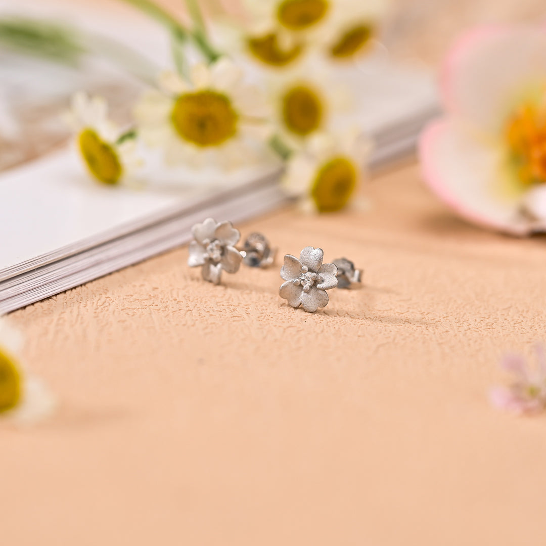 Silver Flower Stud Earrings