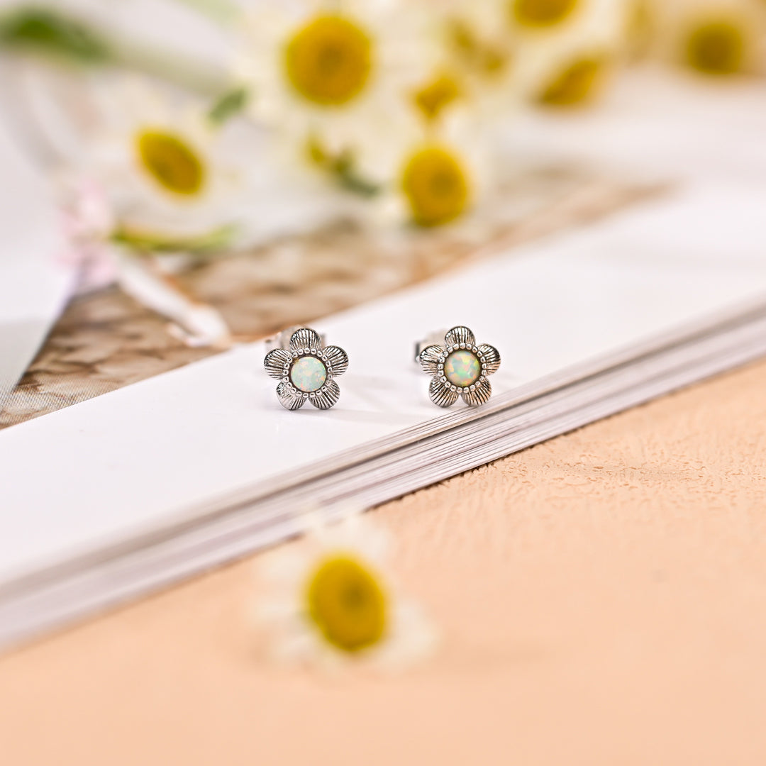 Flower Opal Stud Earrings