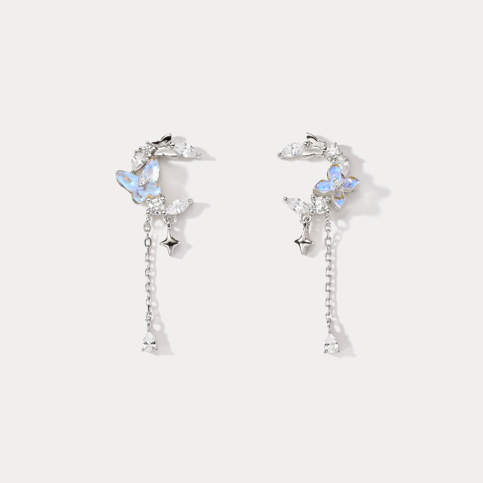 Selenichast Flower and Butterfly Silver Earrings