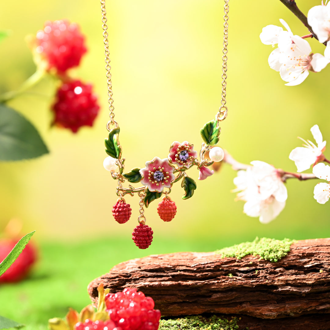 Raspberry Flower Necklace