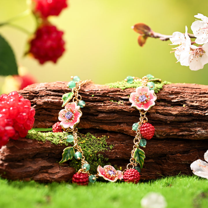 Raspberry Flower Beads Bracelet