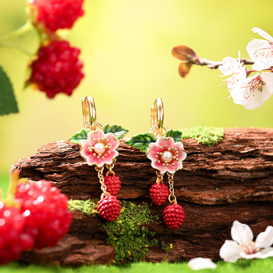 Raspberry Flower Earrings