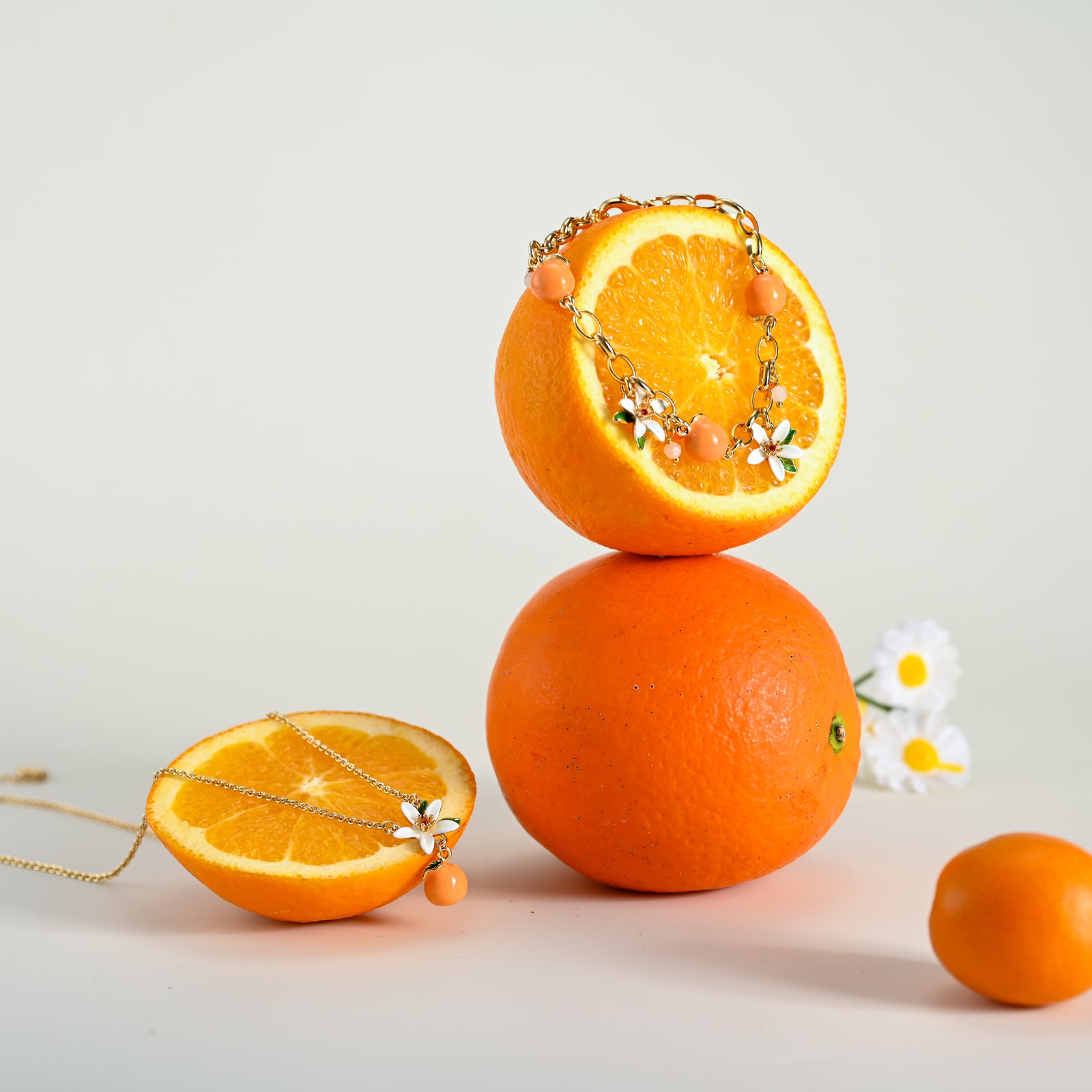 Delicate Orange Flower Bracelet