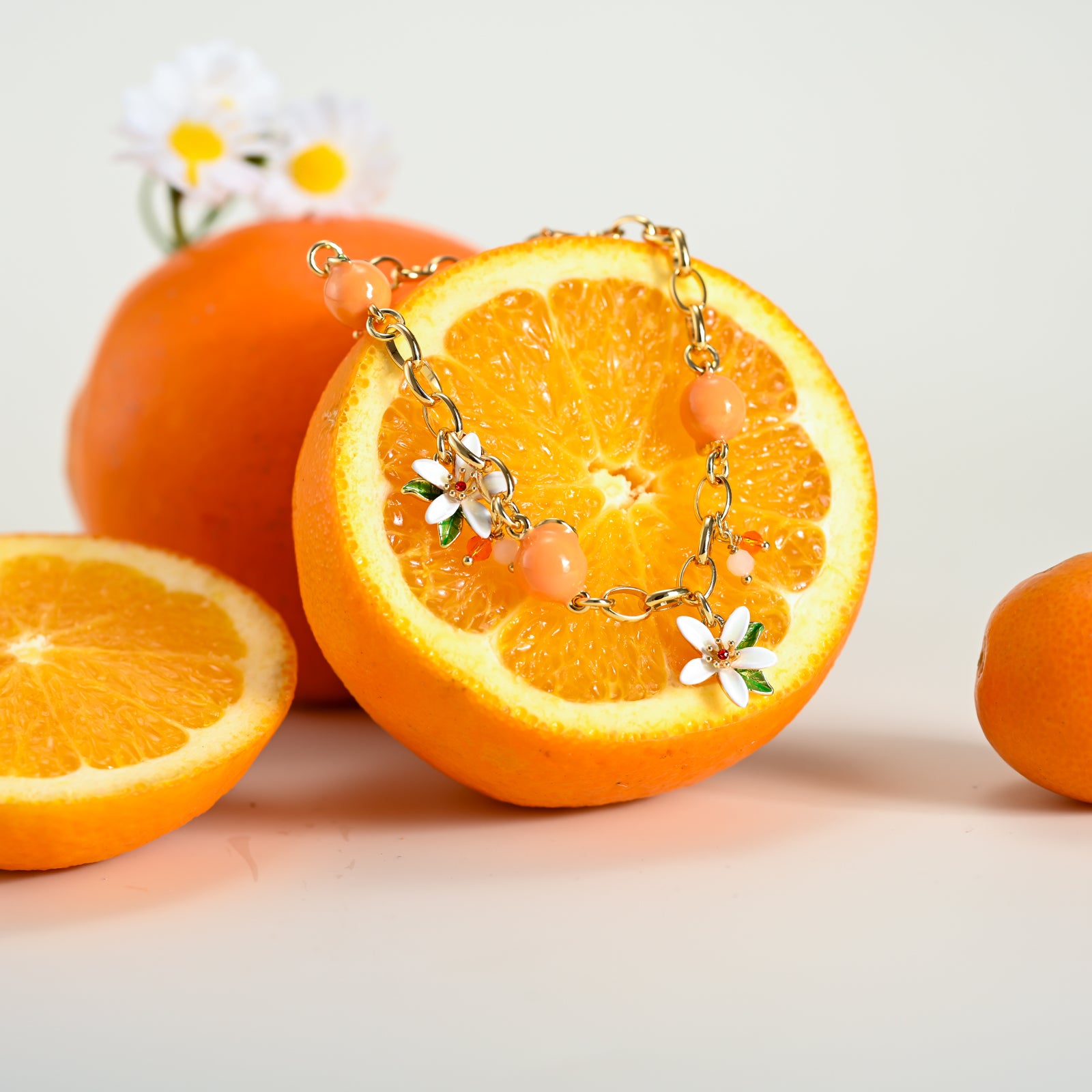 Gold Orange Flower Bracelet