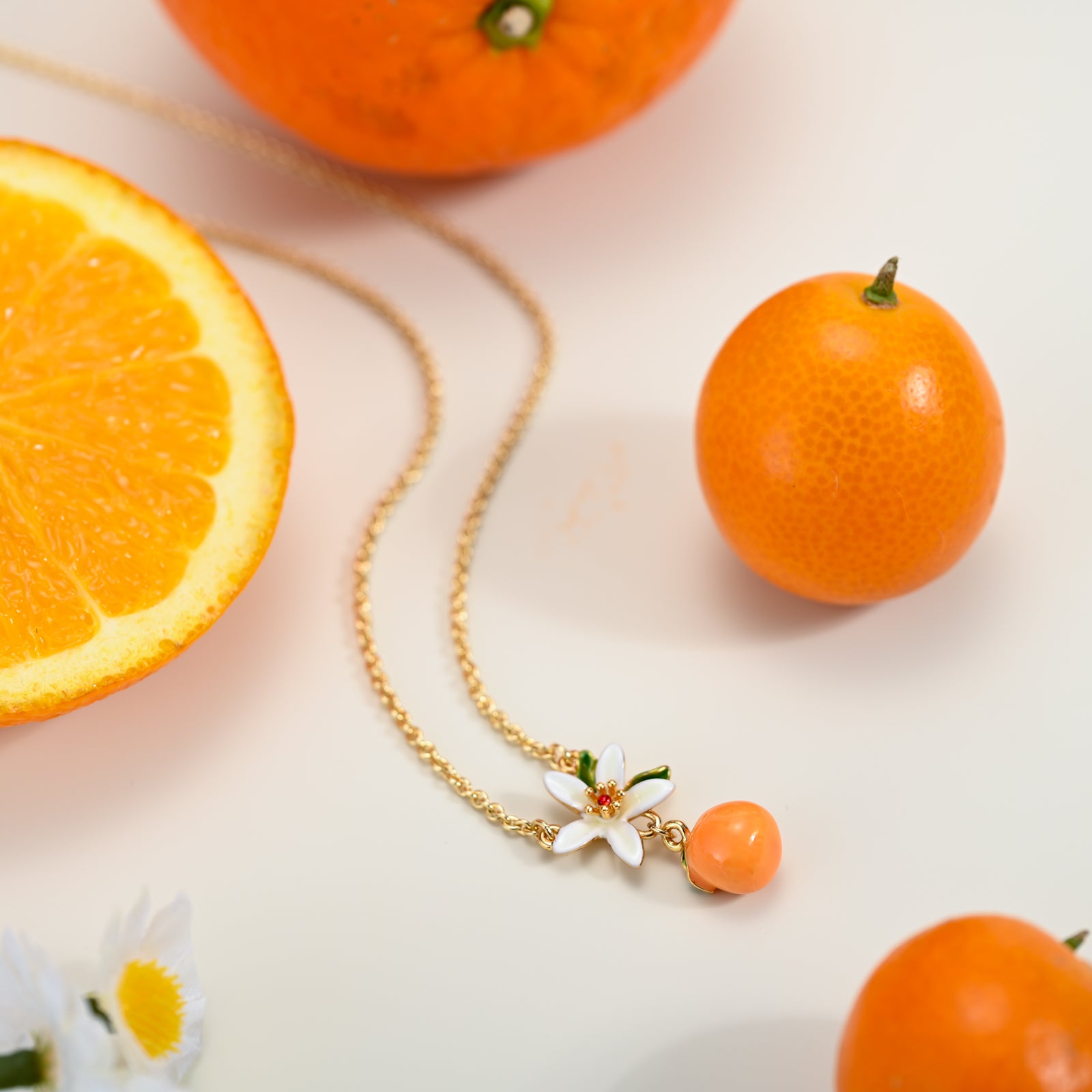 Delicate Orange Flower Necklace