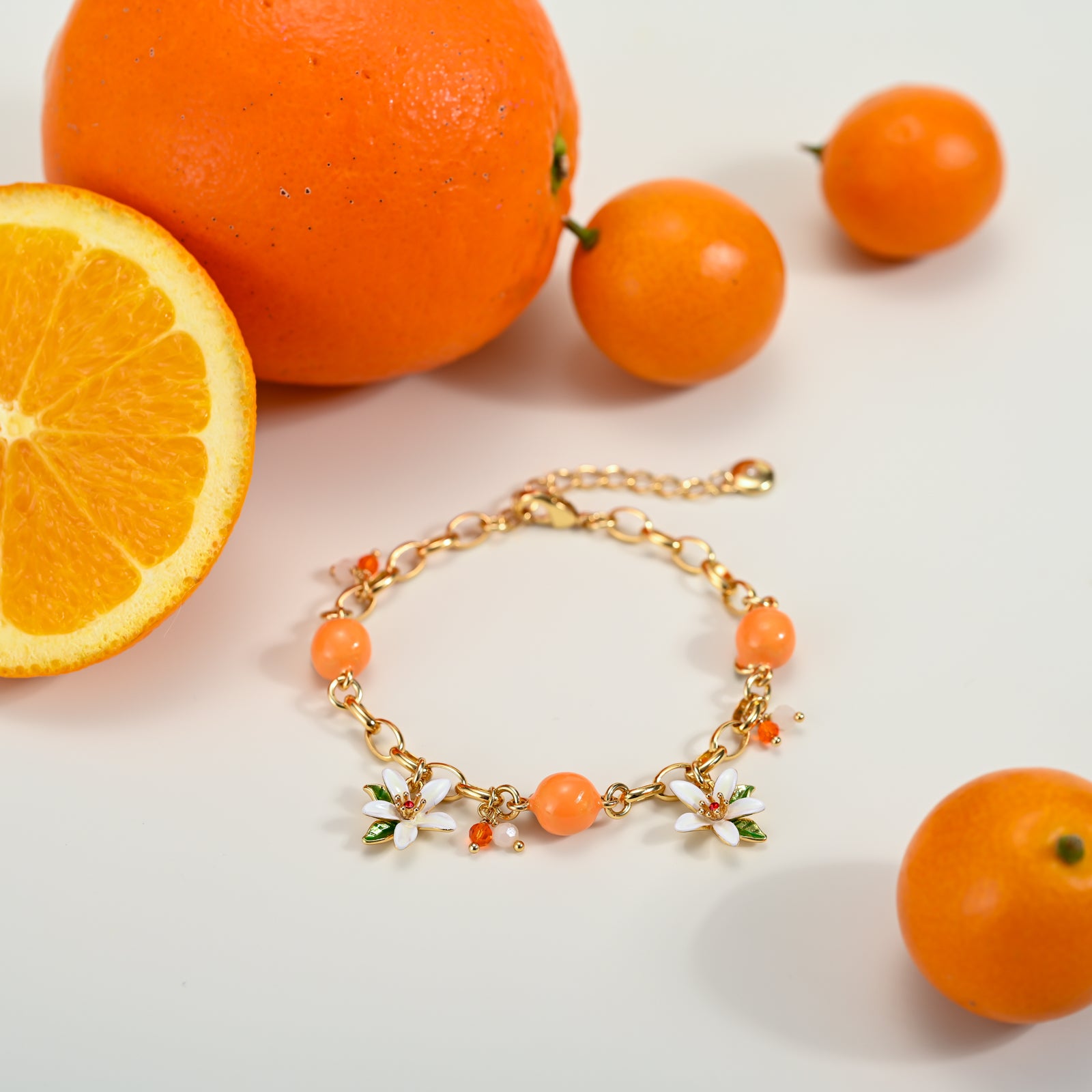 Dainty Orange Flower Bracelet