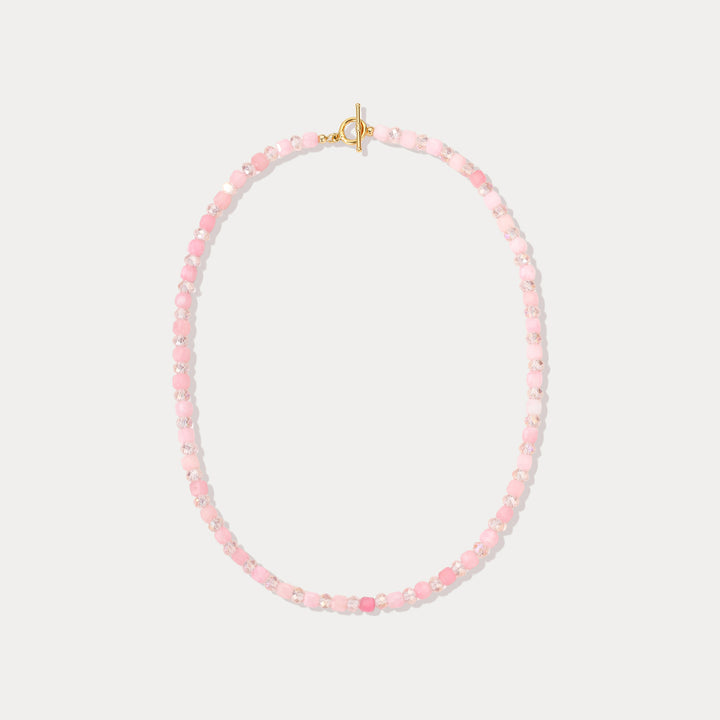 Selenichast Pink Crystal Beaded Necklace