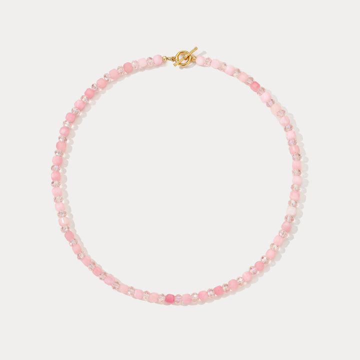 Selenichast Pink Crystal Beaded Necklace