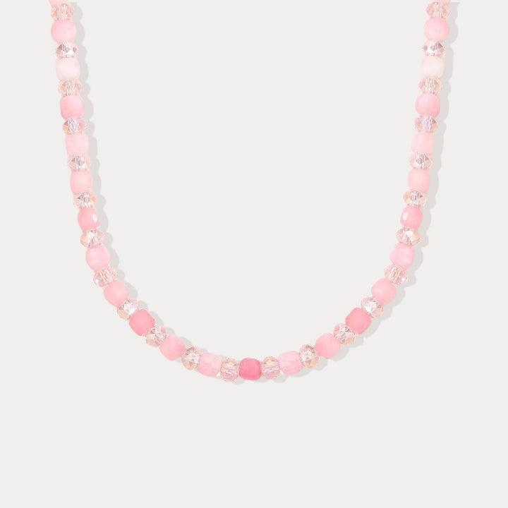 Selenichast Pink Crystal Beaded Necklace