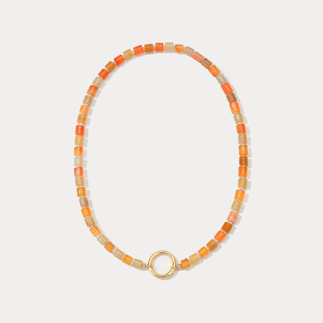 Orange Agate Bead Necklace Selenichast 