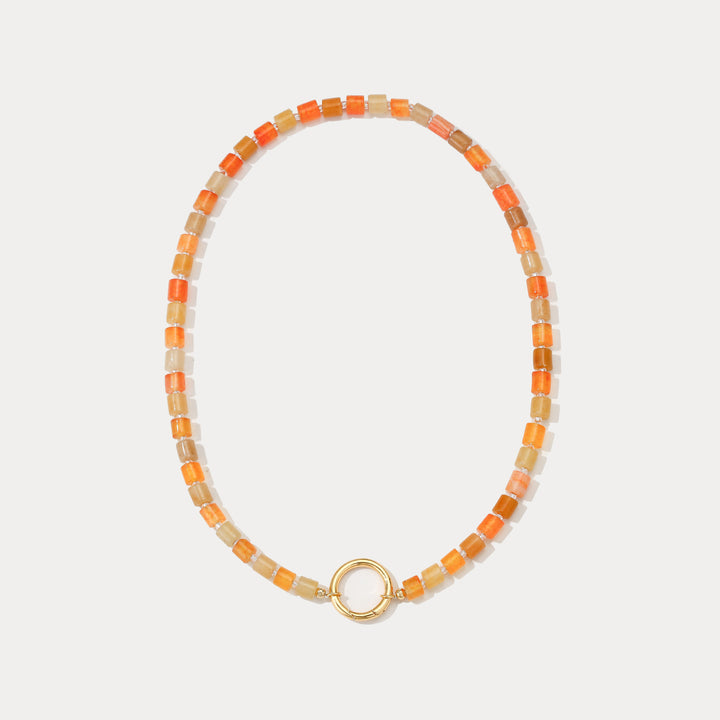 Orange Agate Bead Necklace Selenichast 