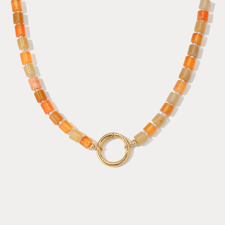 Selenichast Orange Agate Bead Necklace 