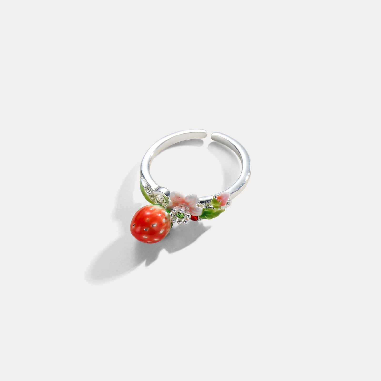 Strawberry Flower Silver Ring