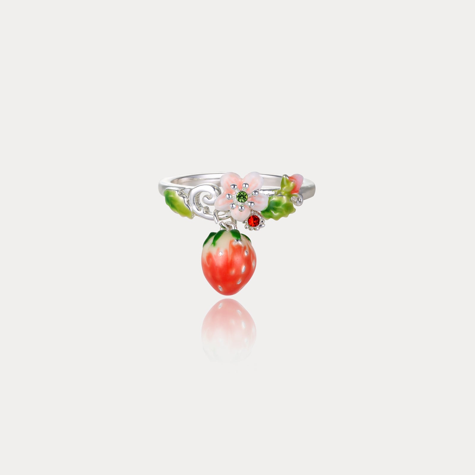 Strawberry Flower Silver Ring