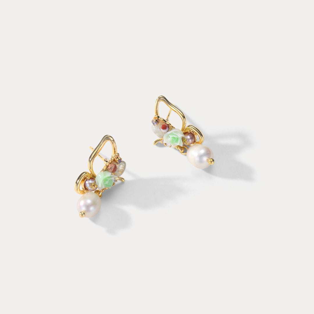 Butterfly Pearl Earrings