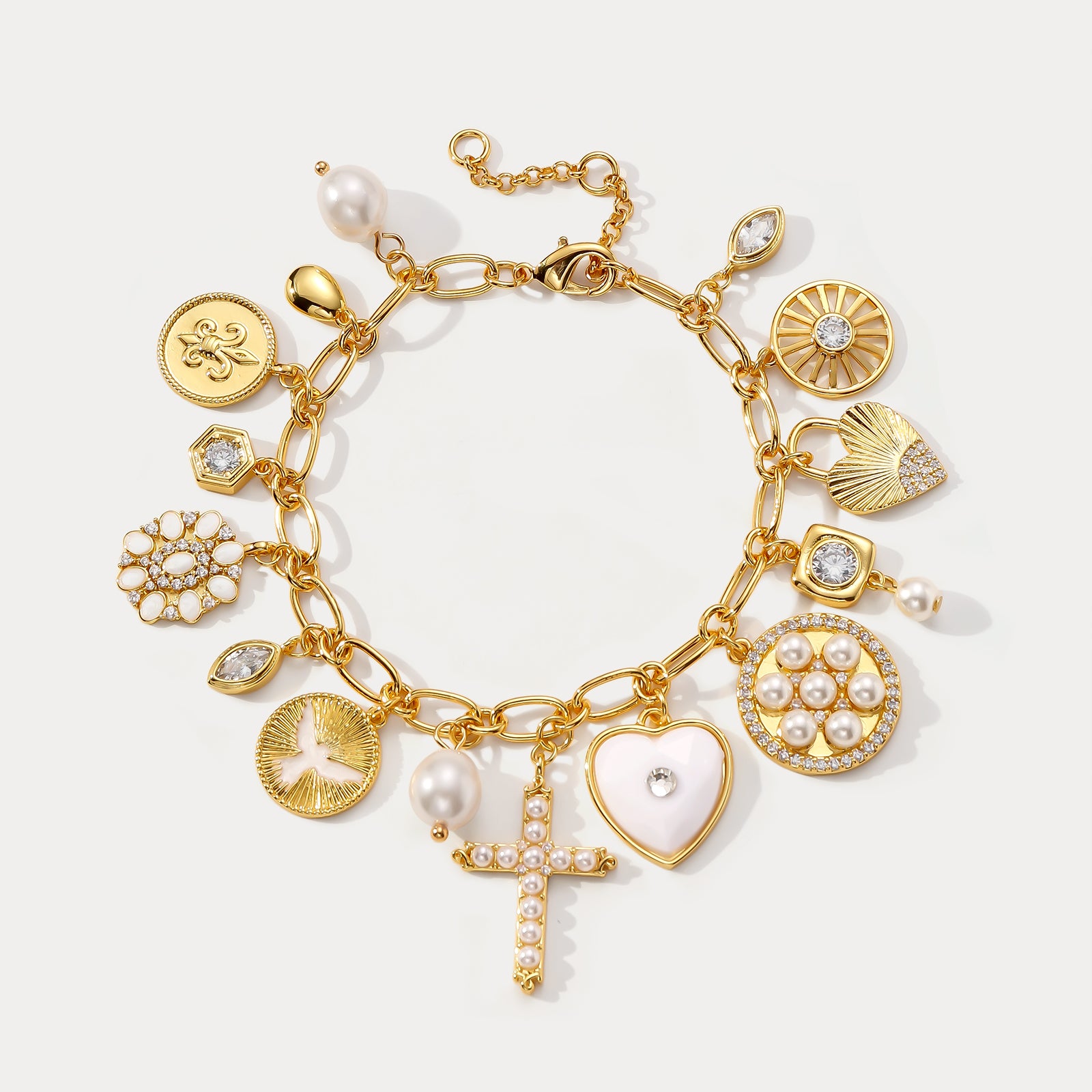 Vintage Cross Charm Bracelet