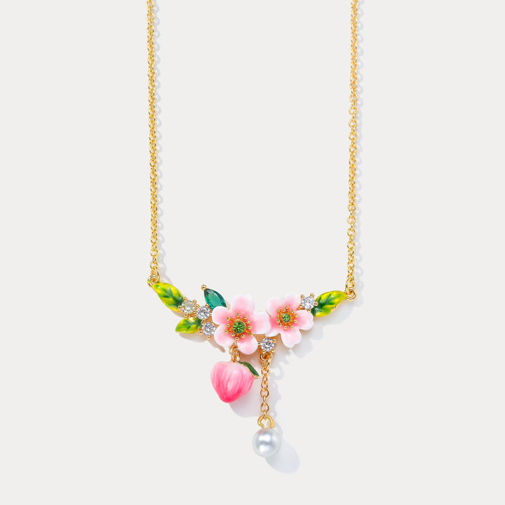 Selenichast Peach Blossom Pendant Necklace