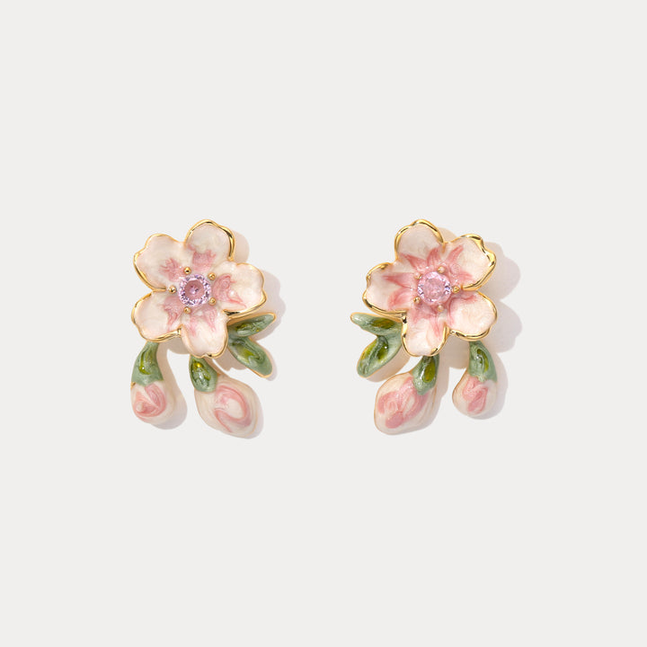 Enamel Sakura Earrings