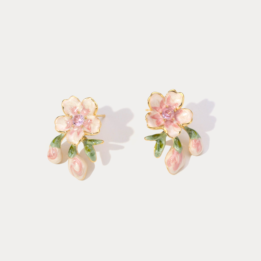 Enamel Sakura Earrings