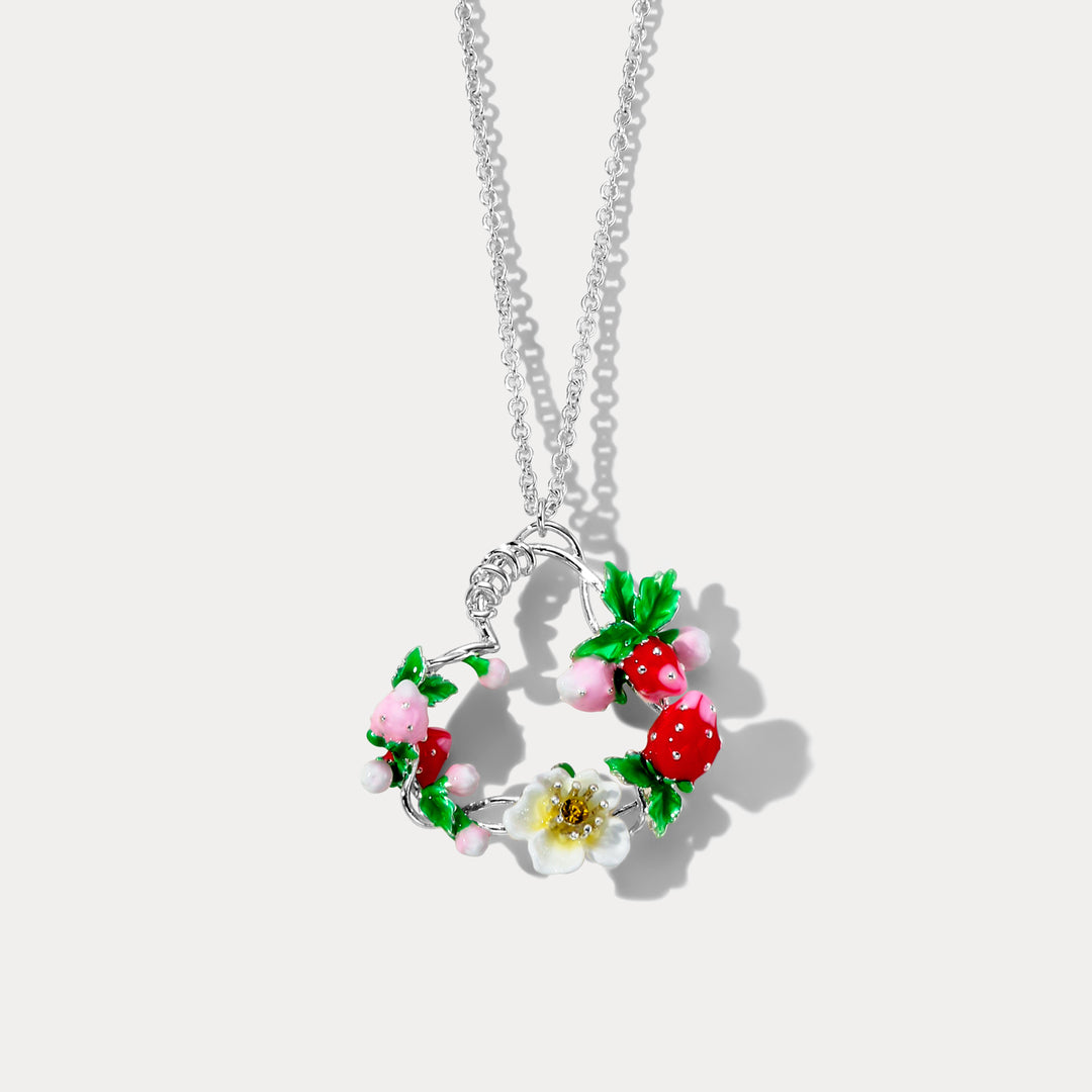 Selenichast Strawberry Heart Shaped Necklace