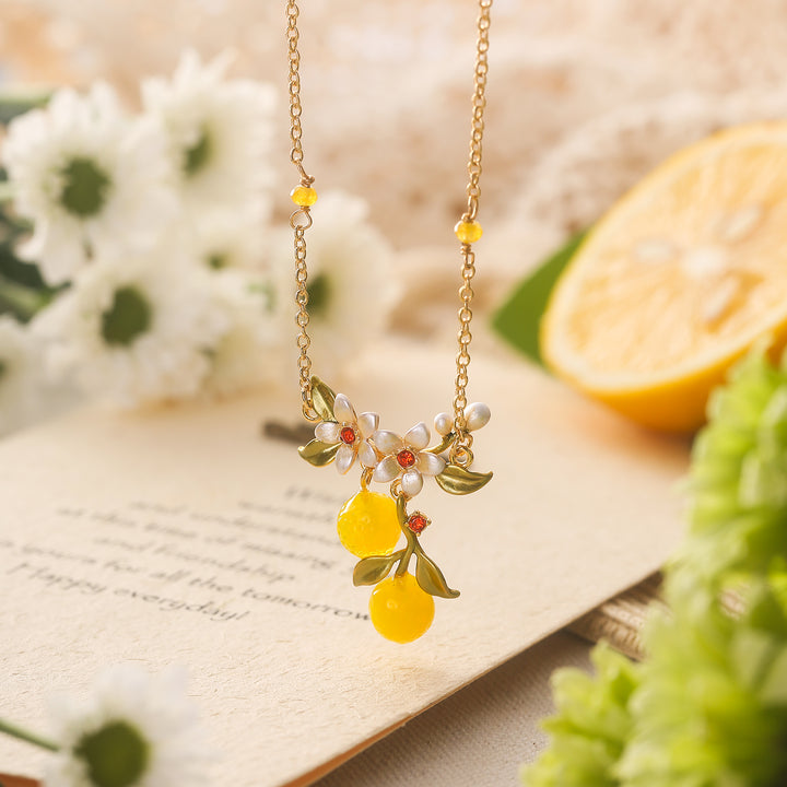 Lemon Necklace Glass Jewelry 