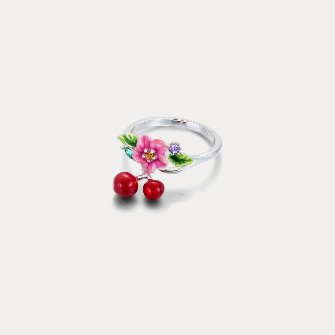 Silver Cherry Ring