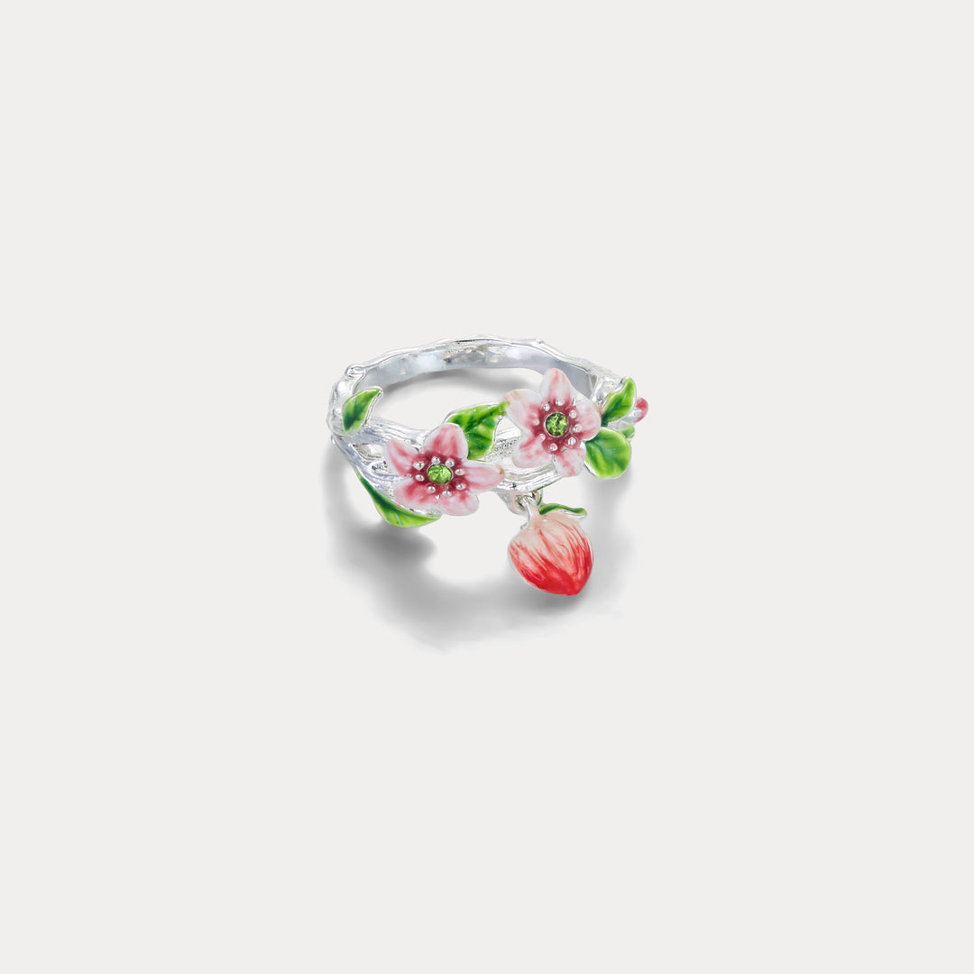 Peach Flower Ring Silver 