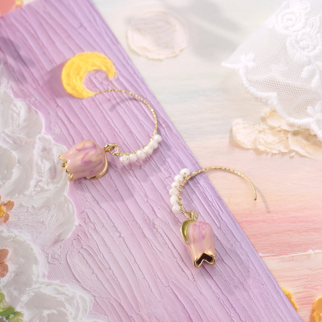 Pink Lily of the Valley Earrings