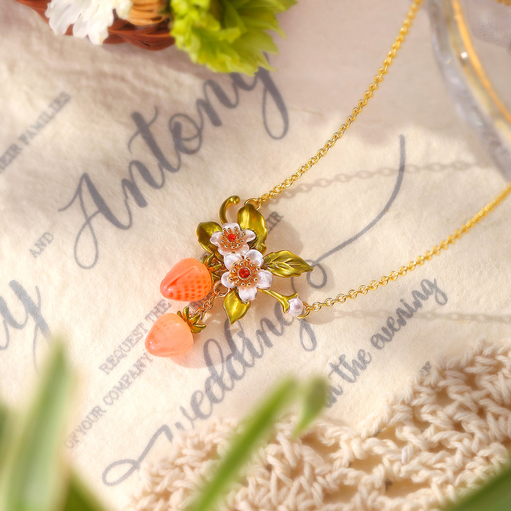 Strawberry Necklace Glass Jewelry