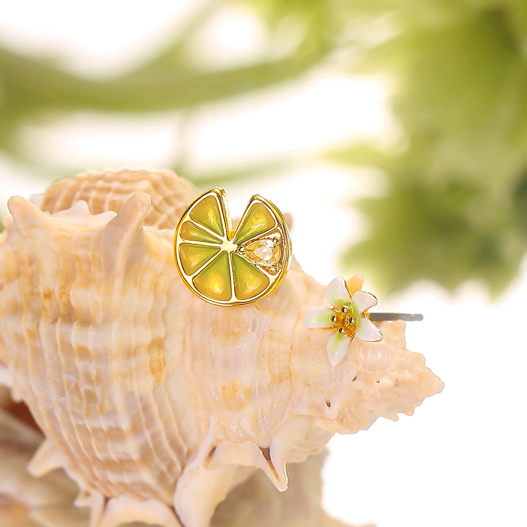 Lemon and Flower Earrings