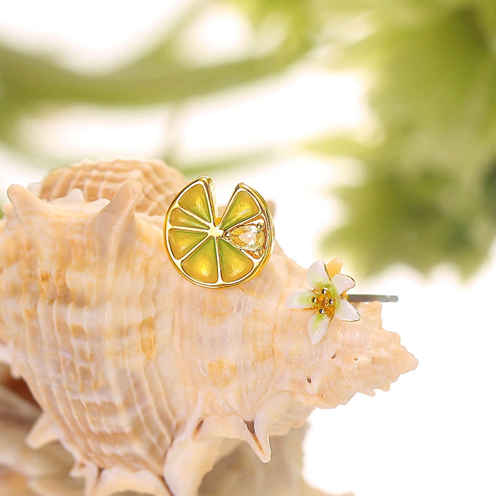 Lemon and Flower Earrings