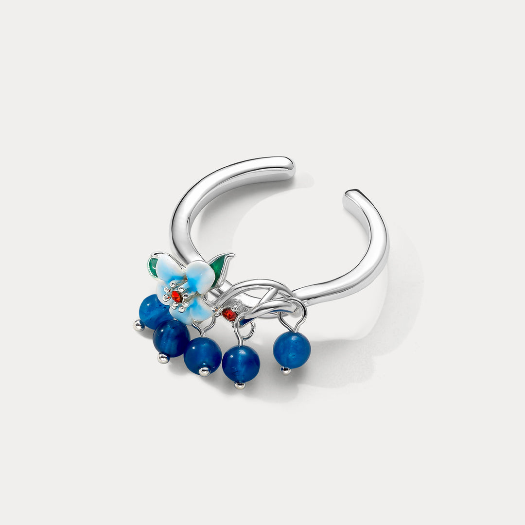 Blueberry Flower Silver Ring