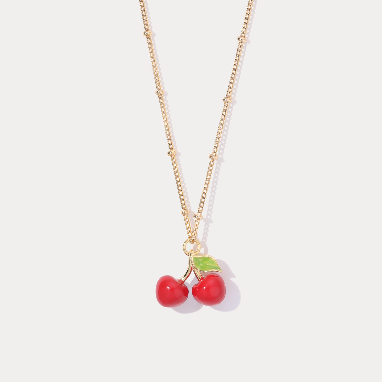 Necklace 0951. Cherry factory quartz fruit slices