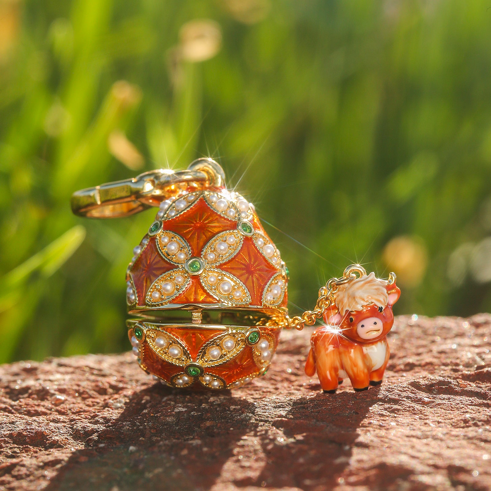 Highland Cow Egg Locket Necklace