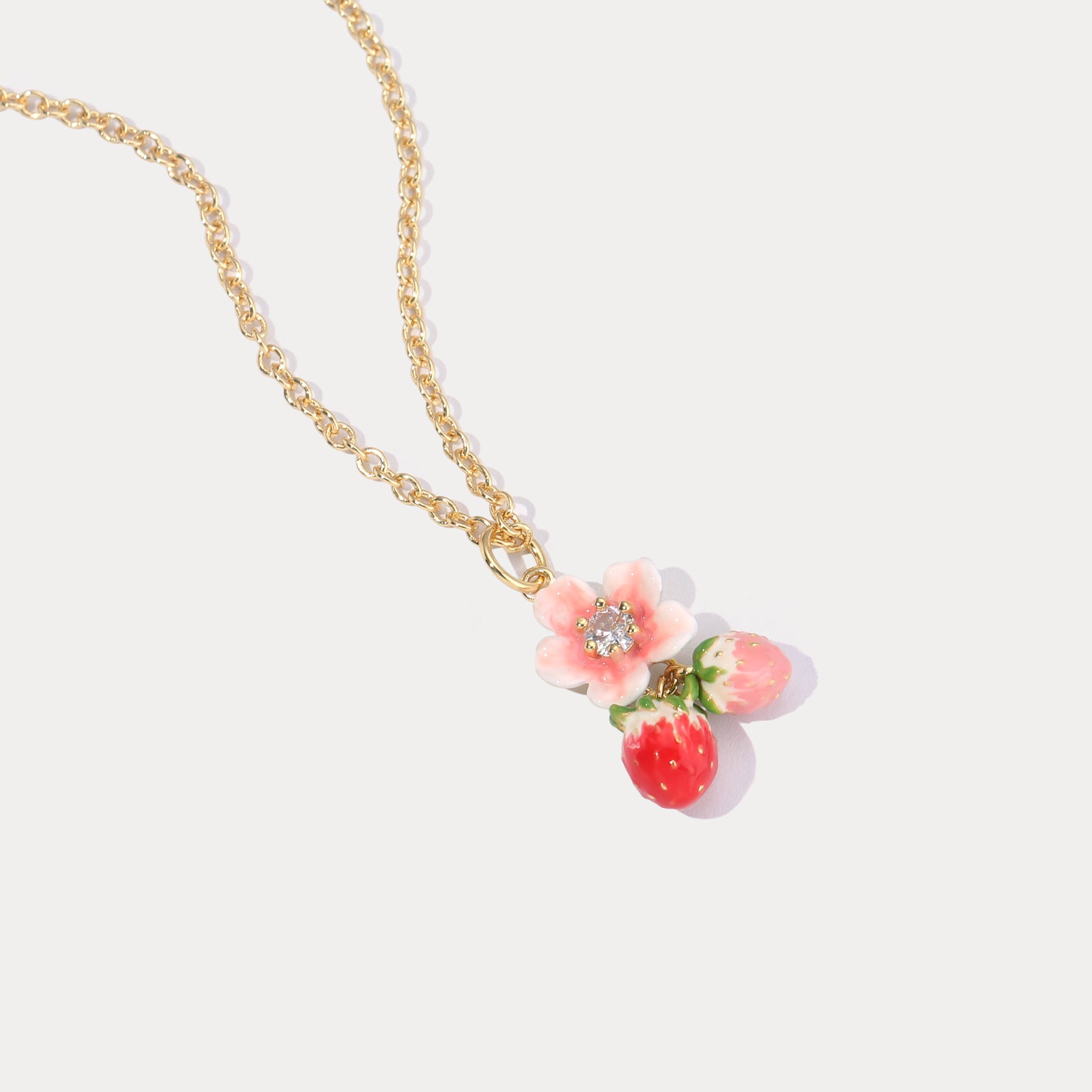 Flower Strawberry Necklace | Strawberry Jewelry for Women
