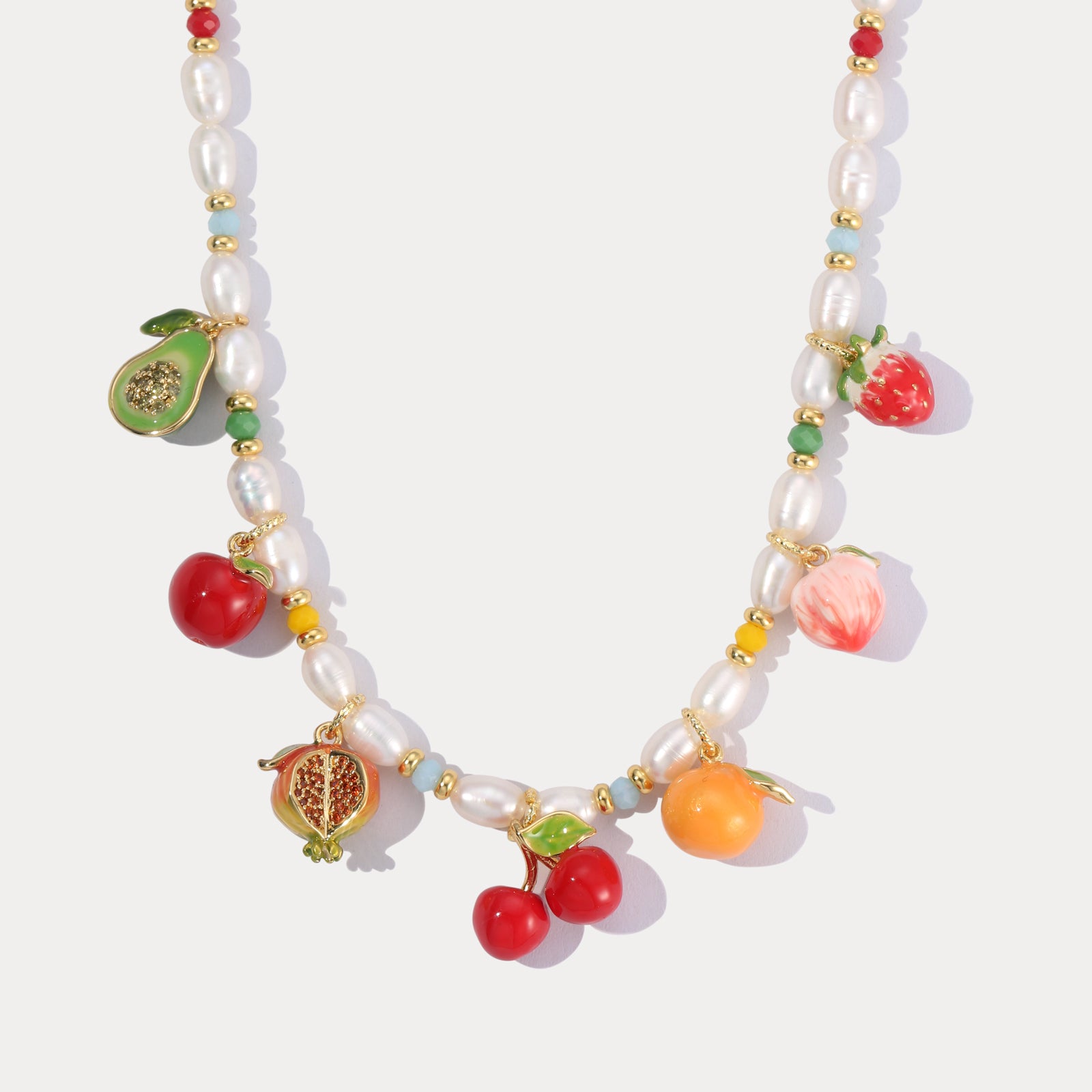 Pearl Fruit Necklace | Fruit Charm Necklace | Strawberry Charm | Peach ...