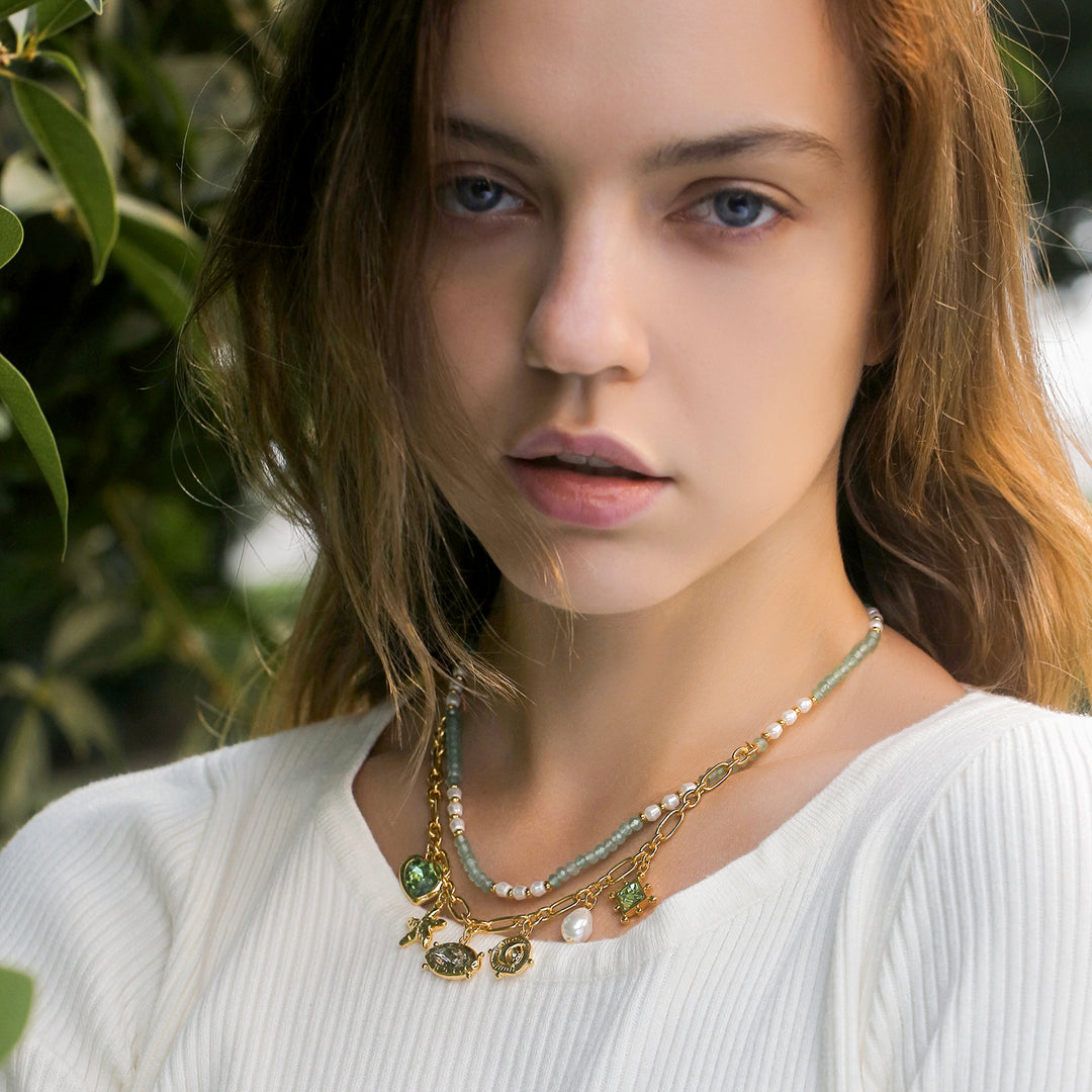 Vintage Charm Bead Necklace