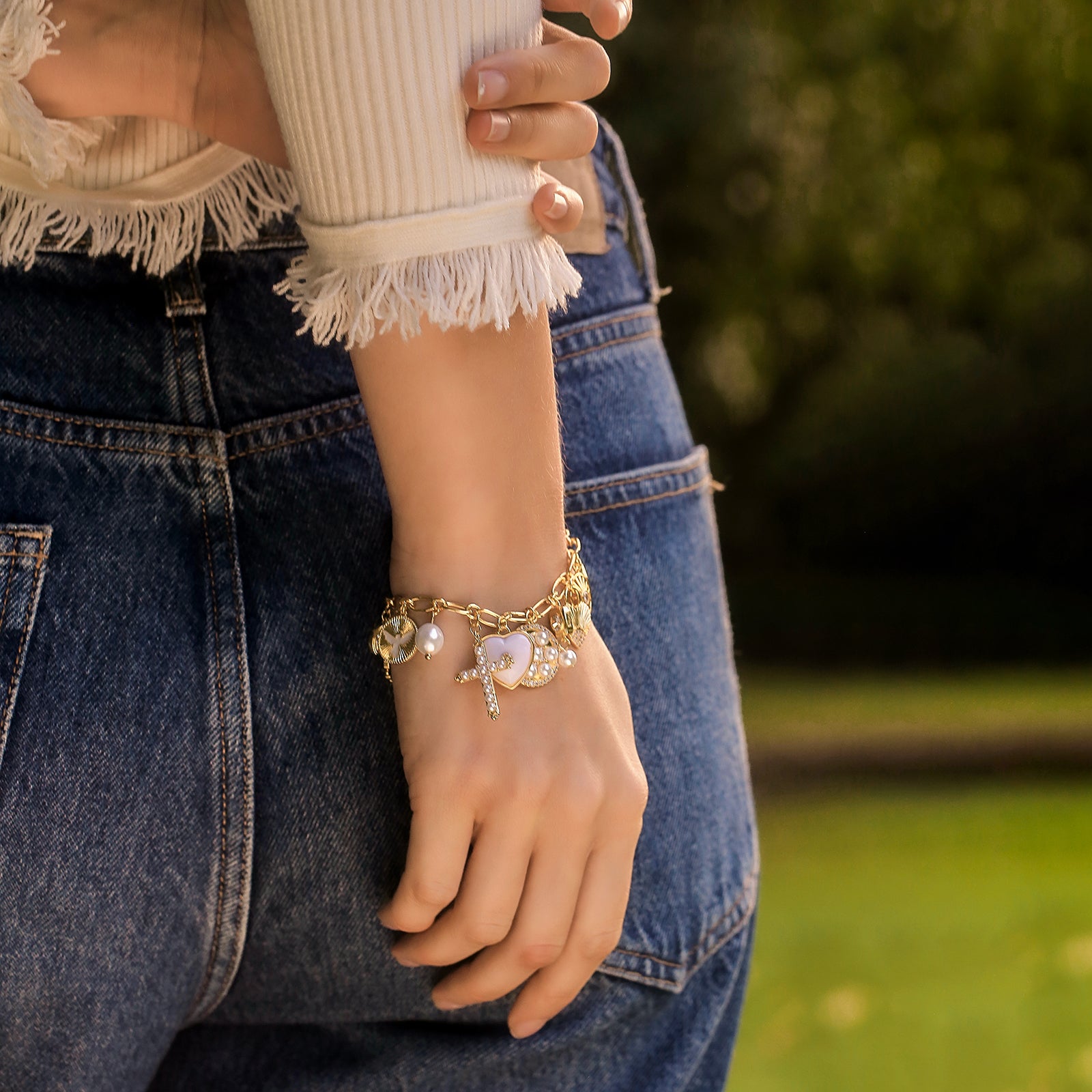 Vintage Cross Charm Bracelet