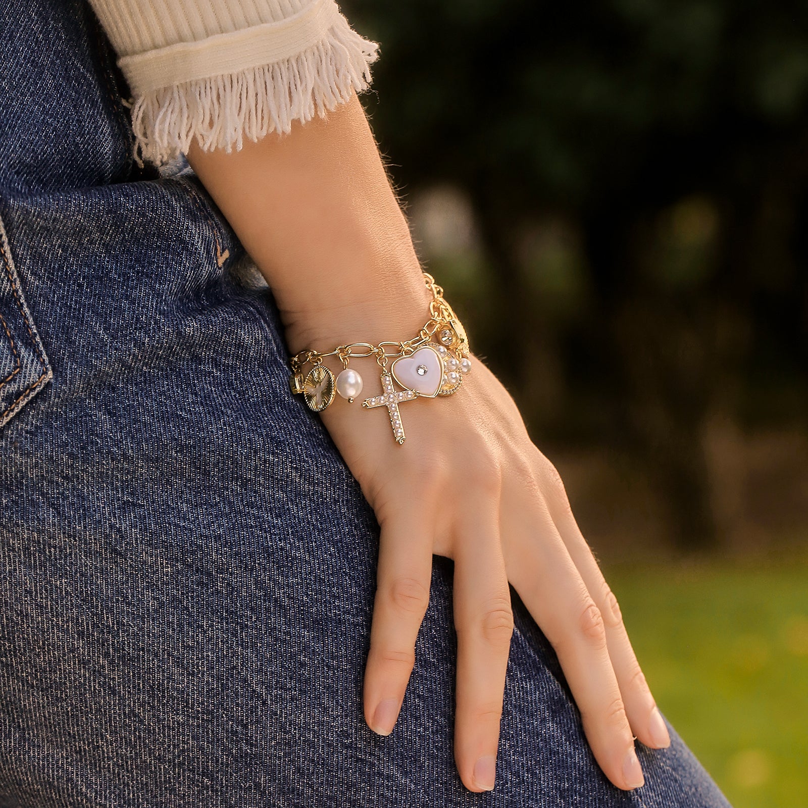 Vintage Cross Charm Bracelet