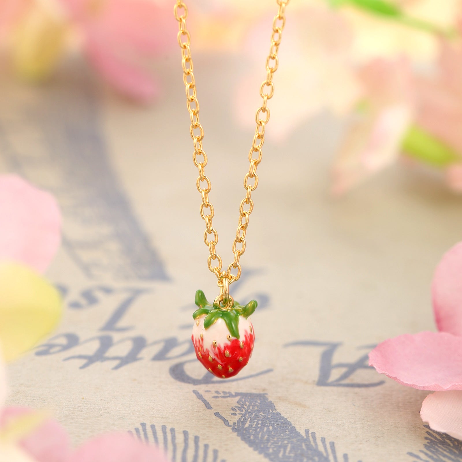 Strawberry Necklace | Strawberry Jewelry for Women | Strawberry Pendant |  Gold Strawberry Necklace | Selenichast