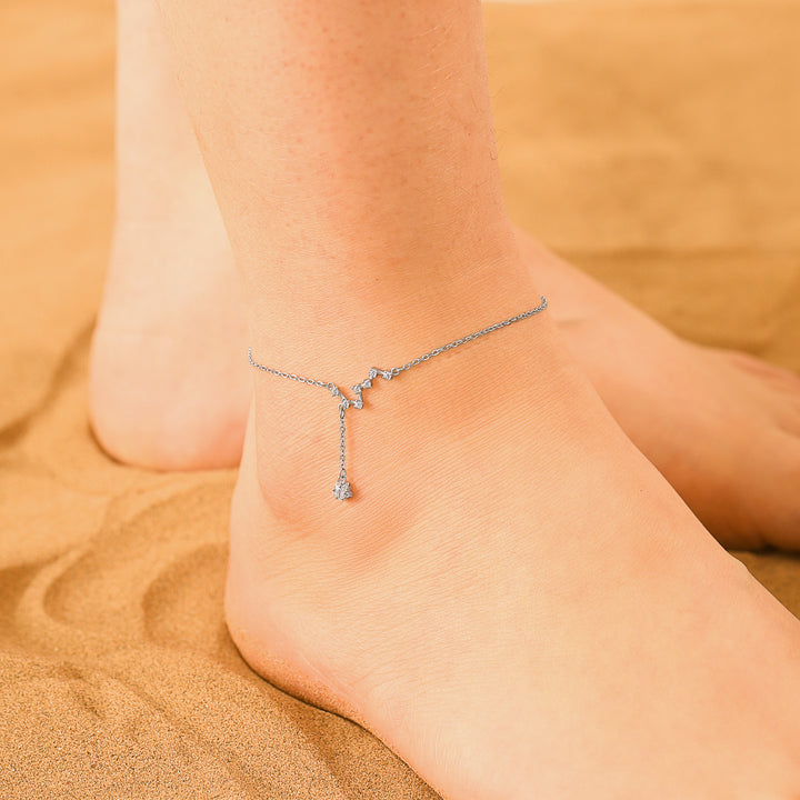 Silver North Star Anklet