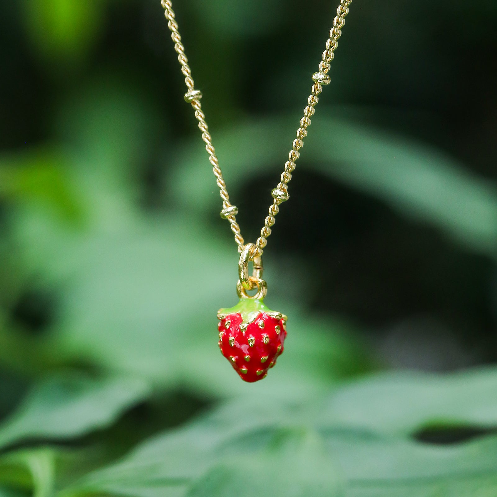 Strawberry Enamel Necklace